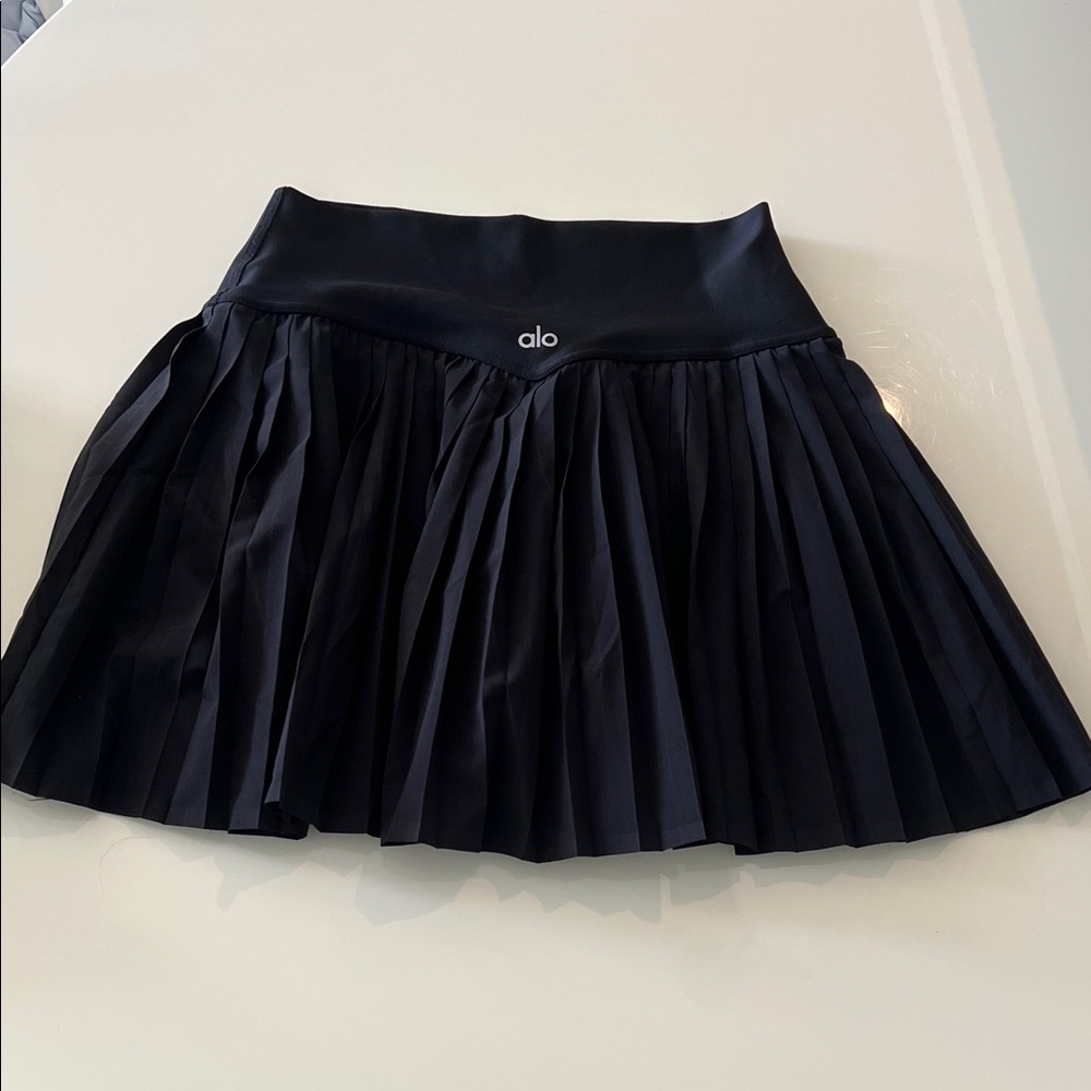 ALO Yoga Black Pleated Skater Skirt